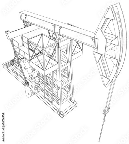 Oil pump jack. Vector rendering of 3d