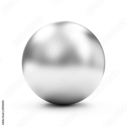 Shiny Big Silver Sphere or Button isolated on white background