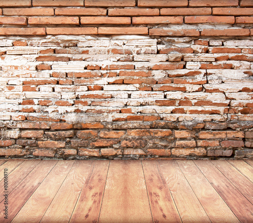Old red brick walls wood floors