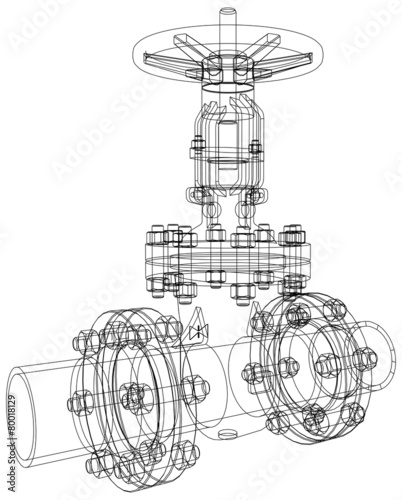 Industrial valve. Vector rendering of 3d