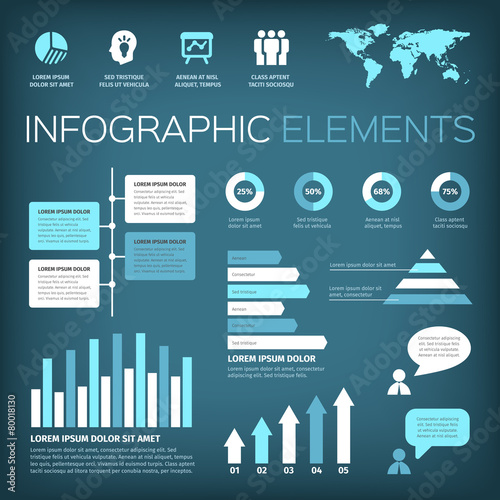 aquamarine colour infographic elements