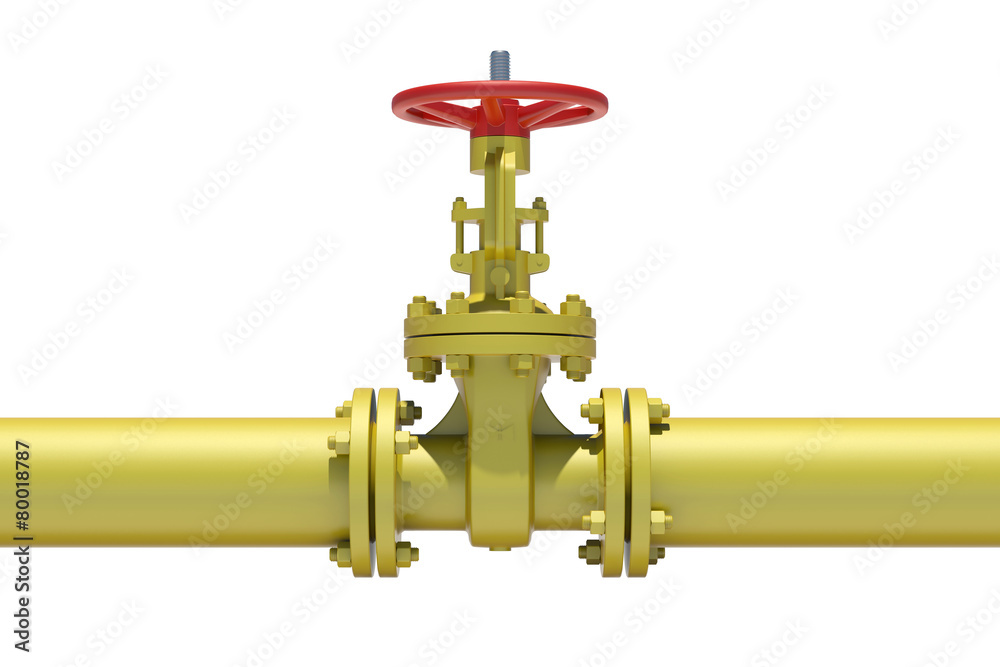 Yellow industrial valves and pipe
