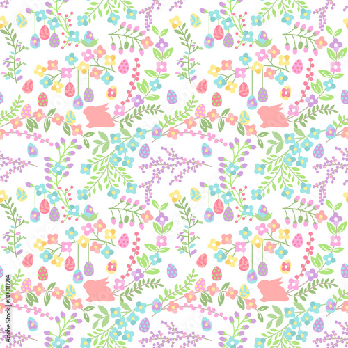 Wallpaper Mural Vector Seamless Tileable Easter Background Pattern with Flowers Torontodigital.ca