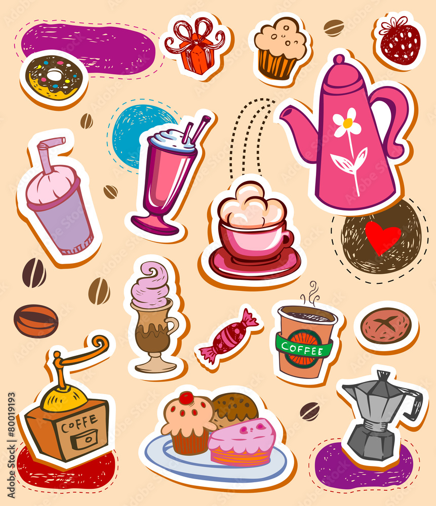 Coffee and tea design elements Coffee and tea design elements