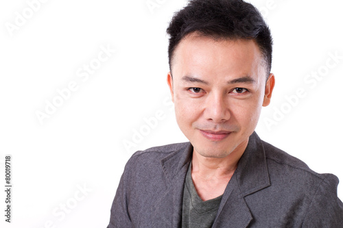 close-up portait of confident, happy, positive asian man face