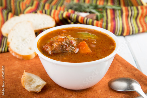 Beef stew with vegetables. Goulash soup.