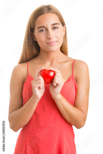 Woman Holding a Heart in Her Hands