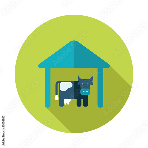 Cowshed flat icon with long shadow