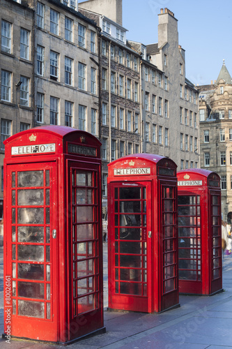 Old red telephone booths Royal mile street in Edinburgh © -Marcus-