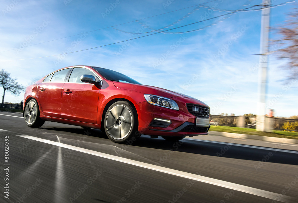 Fototapeta premium Powerful car on race way. Motion capture.