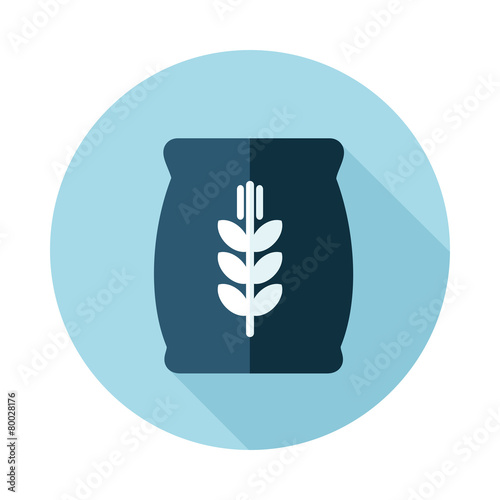 Sack of grain flat icon with long shadow