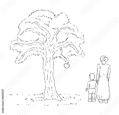 Draw of woman and boy