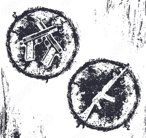 grunge emblems, t-shirt design with crossed pistols and rifle