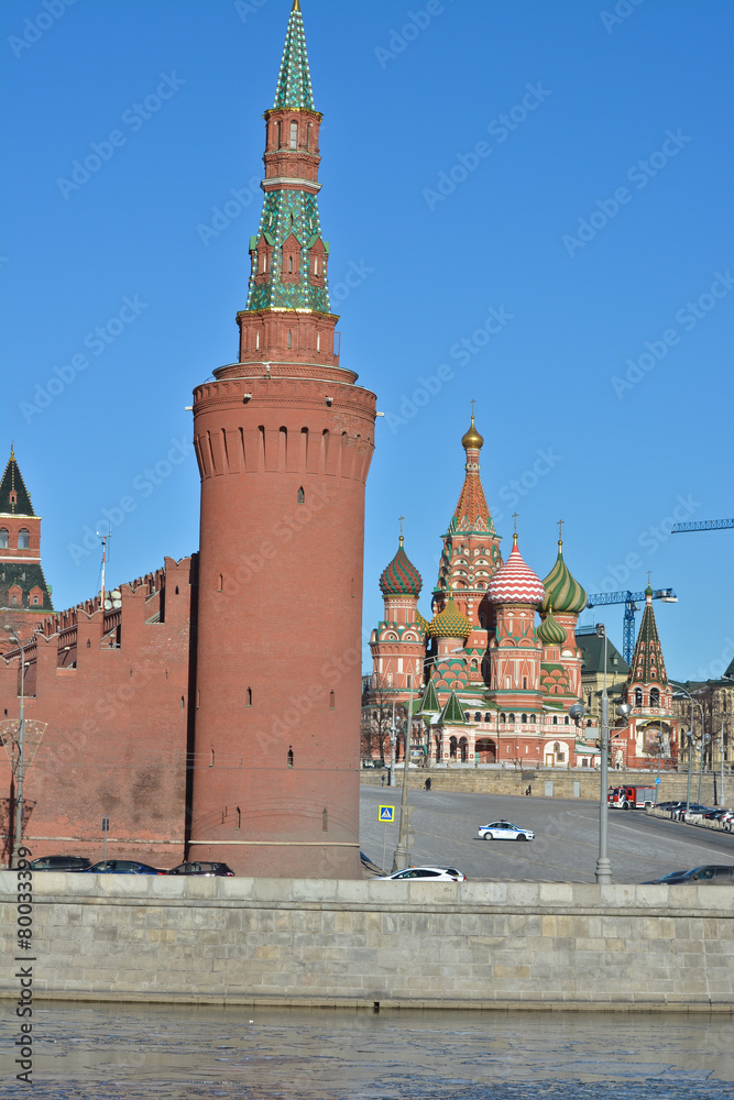 Domes of St. Basil's Cathedral on Red square in Moscow.