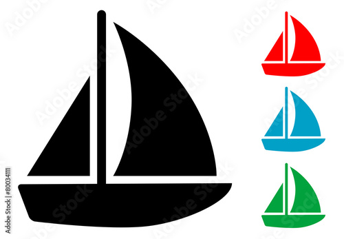 Pictograma barco velero en varios colores photo