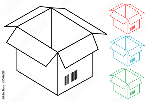 Pictograma caja de carton en varios colores