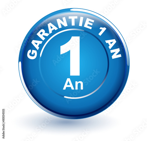 garantie 1 an sur bouton bleu