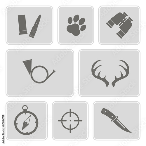 Wallpaper Mural set of monochrome with hunting icons Torontodigital.ca