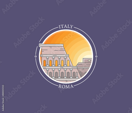 Rome coliseum vector city icon
