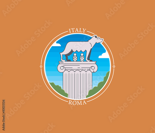 Rome wolf vector city icon