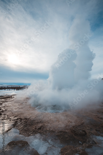 Stokkur geyser eruption, Iceland. Geysir