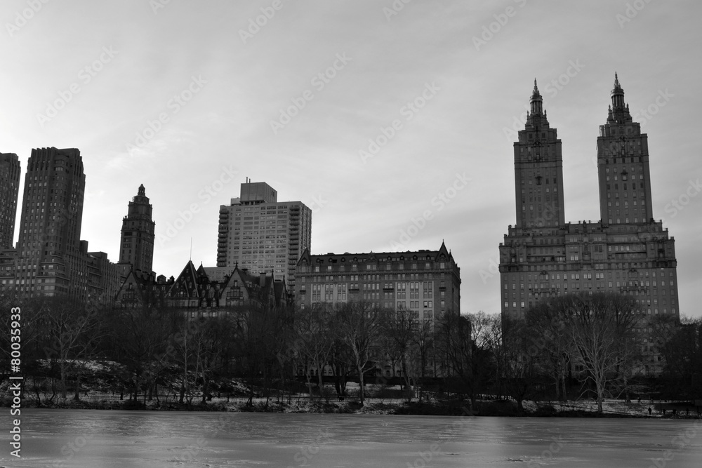 San Remo apartments in winter and black and white