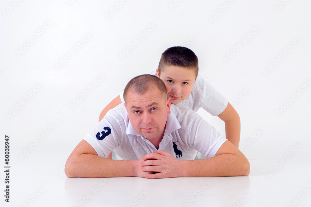 Father and son isolated on white Father and son isolated on white