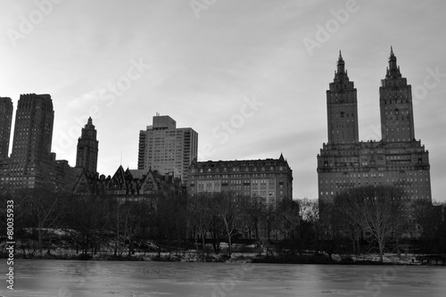San Remo apartments in winter and black and white
