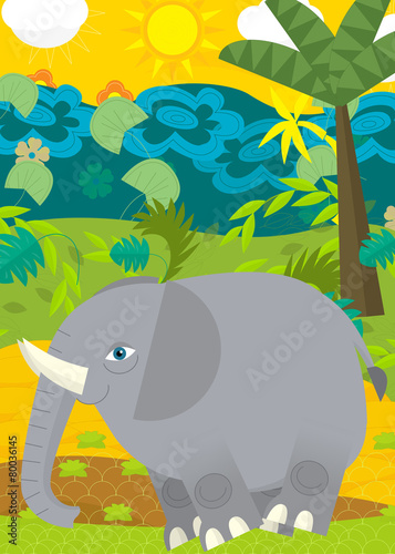 Cartoon scene - wild animals - elephant