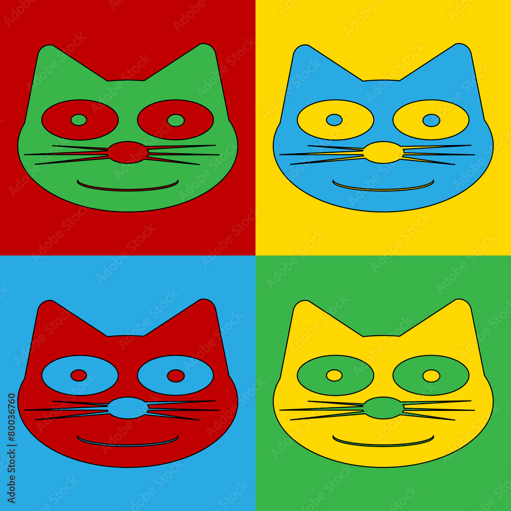 Pop art cat symbol icons. Pop art cat symbol icons.