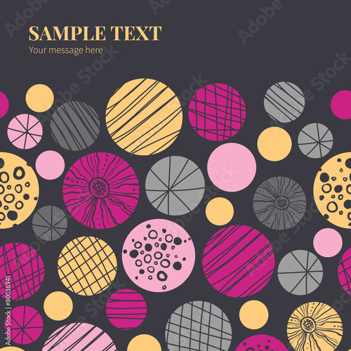 Vector abstract textured bubbles horizontal frame seamless