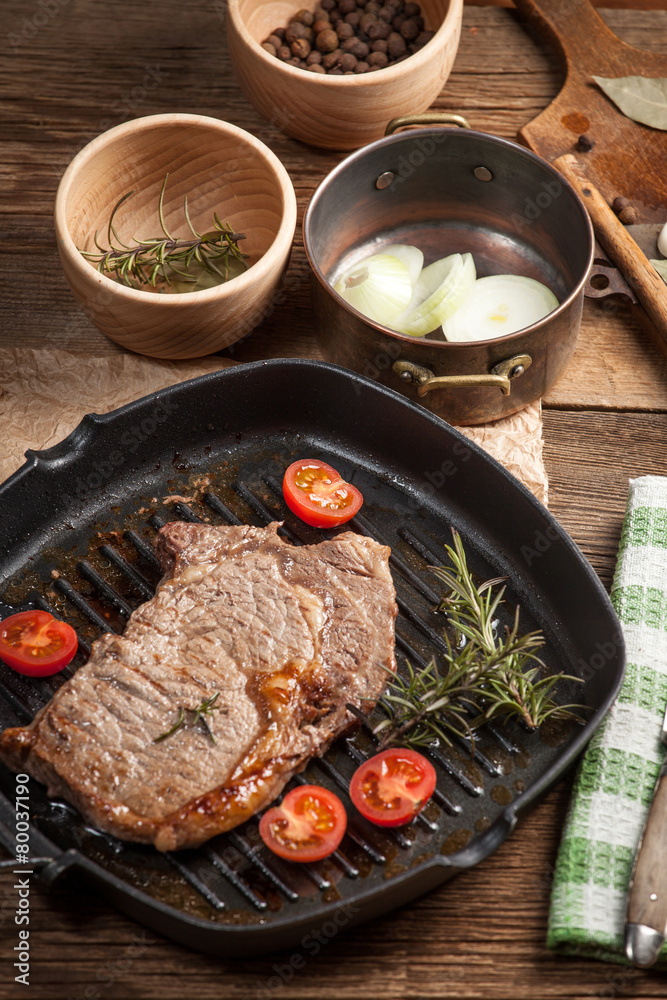 Fried beef steak. Fried beef steak.