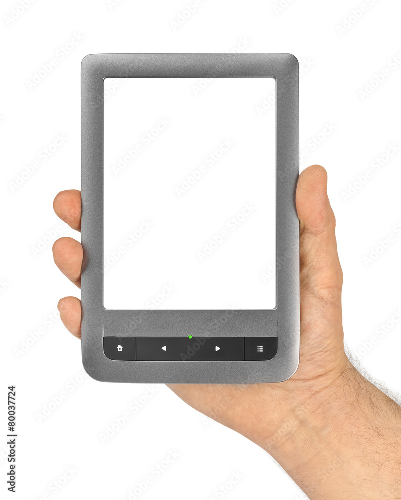 Hand with E-book reader Hand with E-book reader