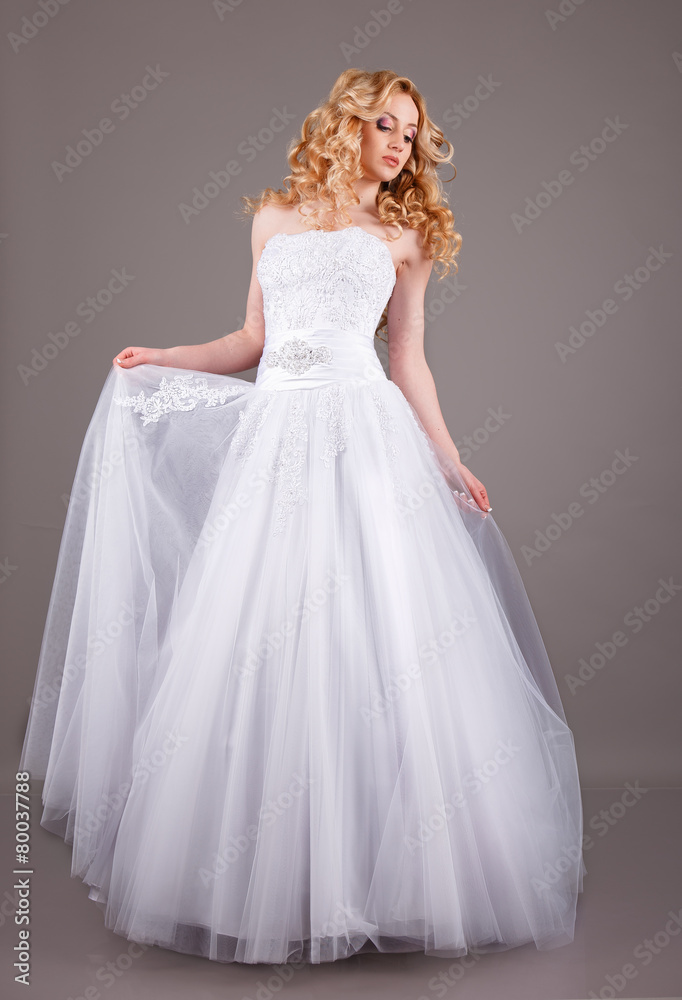 Portrait of Beautiful Young Fashion Bride.bride in white wedding