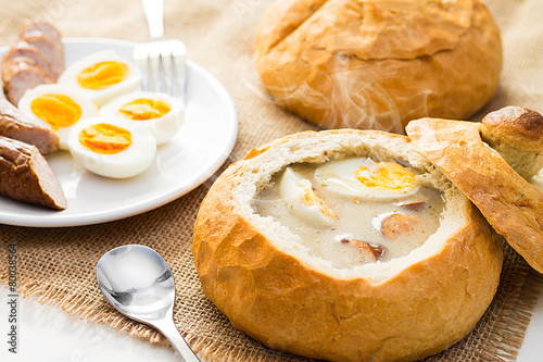 Polish Easter soup. Cream soup in bread