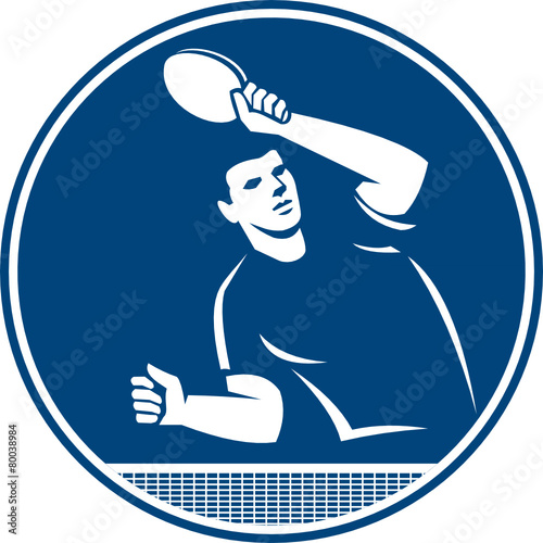 Table Tennis Player Serving Circle Icon