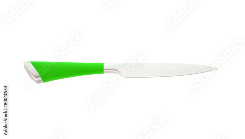 Green Steel Kitchen Knife. Isolated