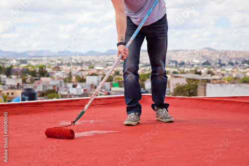 Painting a rooftop photo