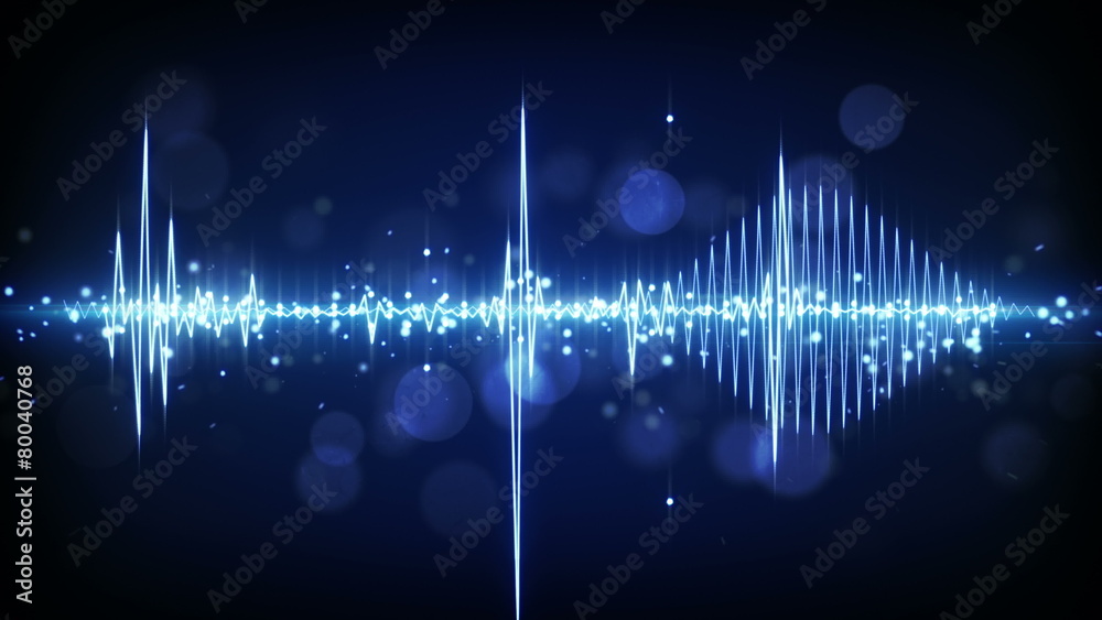 blue audio waveform techno loopable background 4k (4096x2304)