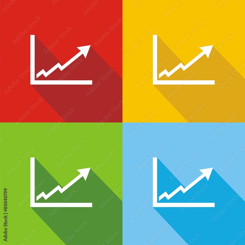 Iconos gráfica éxito colores sombra