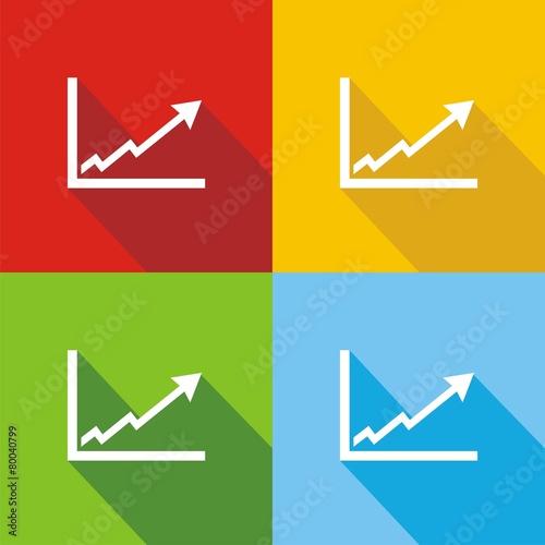 Iconos gráfica éxito colores sombra