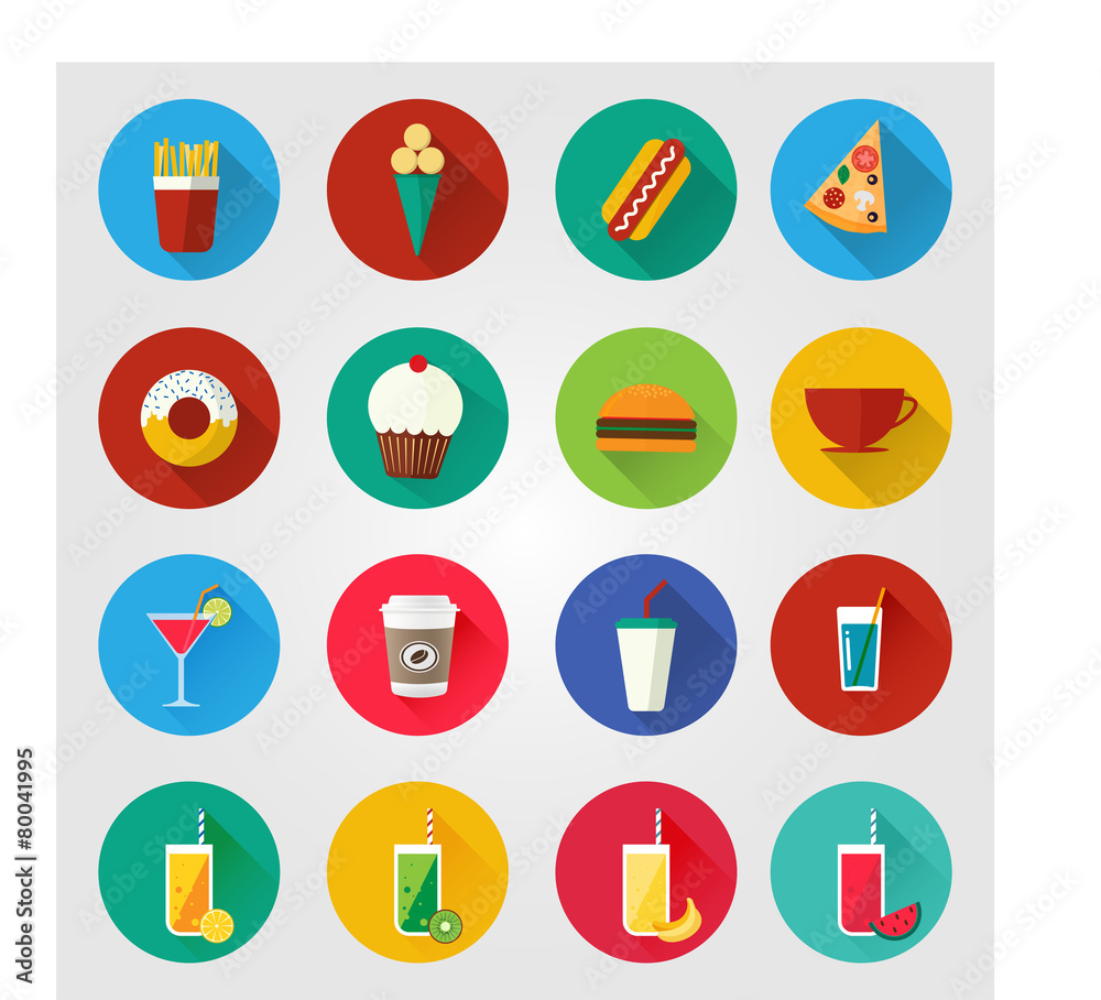 Food and drinks vector icons. Food and drinks vector icons.