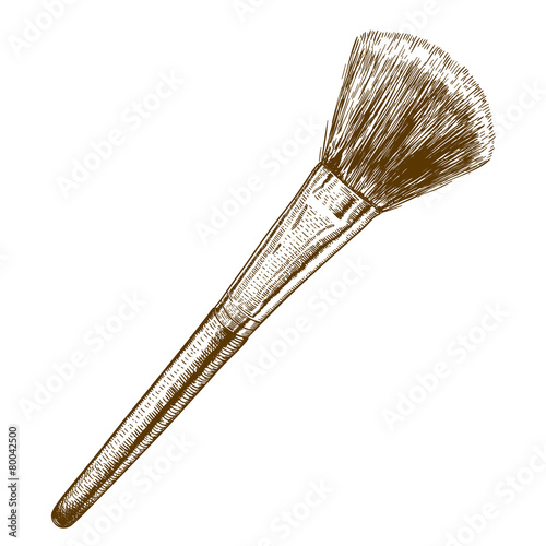 engraving antique illustration of make-up brush