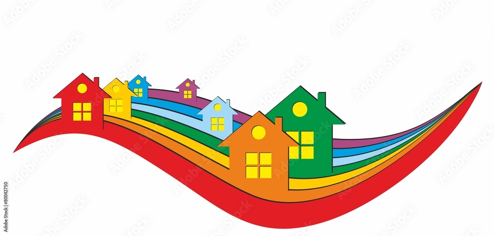 Logo of the cottage settlement with a rainbow