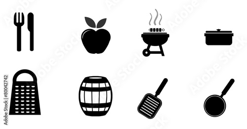 Nourriture et ustensiles de cuisine en 8 icônes photo