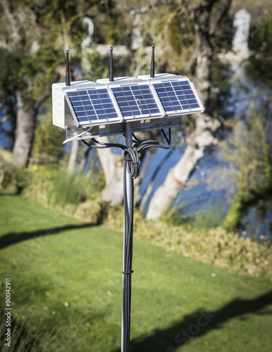 ecological wireless router solar powered in the garden photo