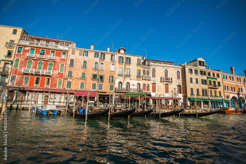 gondolas on the Grand Canal in Venice