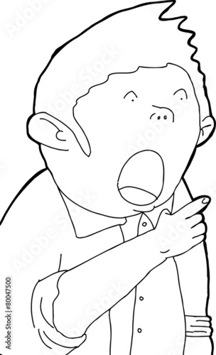 Outlined Scared Man Pointing