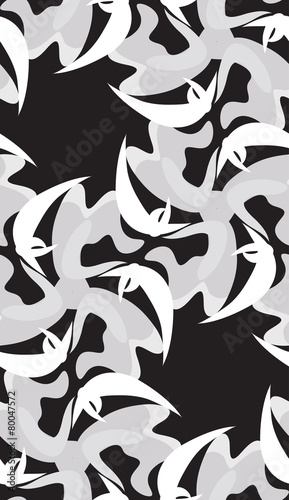 Fluttering Shapes Over Black