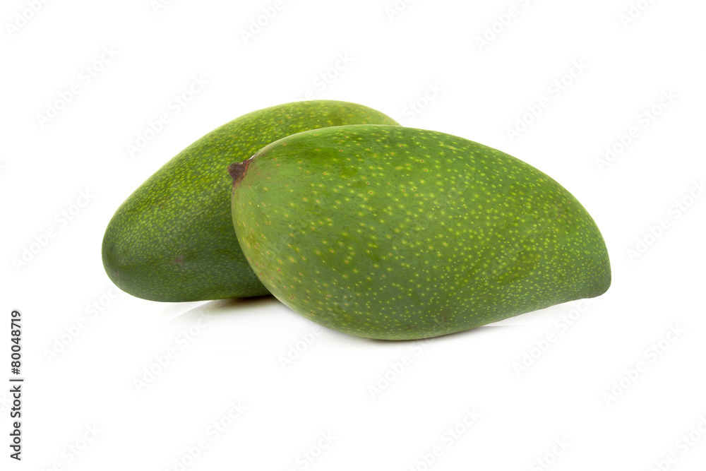 Green mango isolated on a white background Green mango isolated on a white background